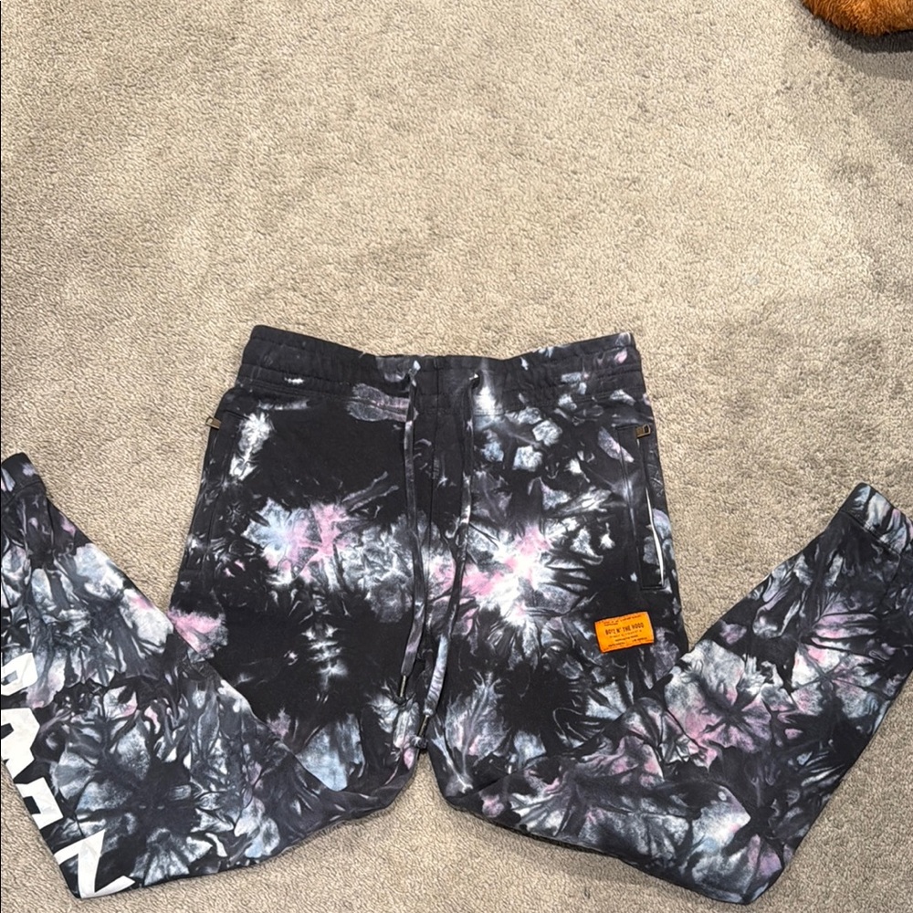 Black and Pink Tie-Dye Track Pants